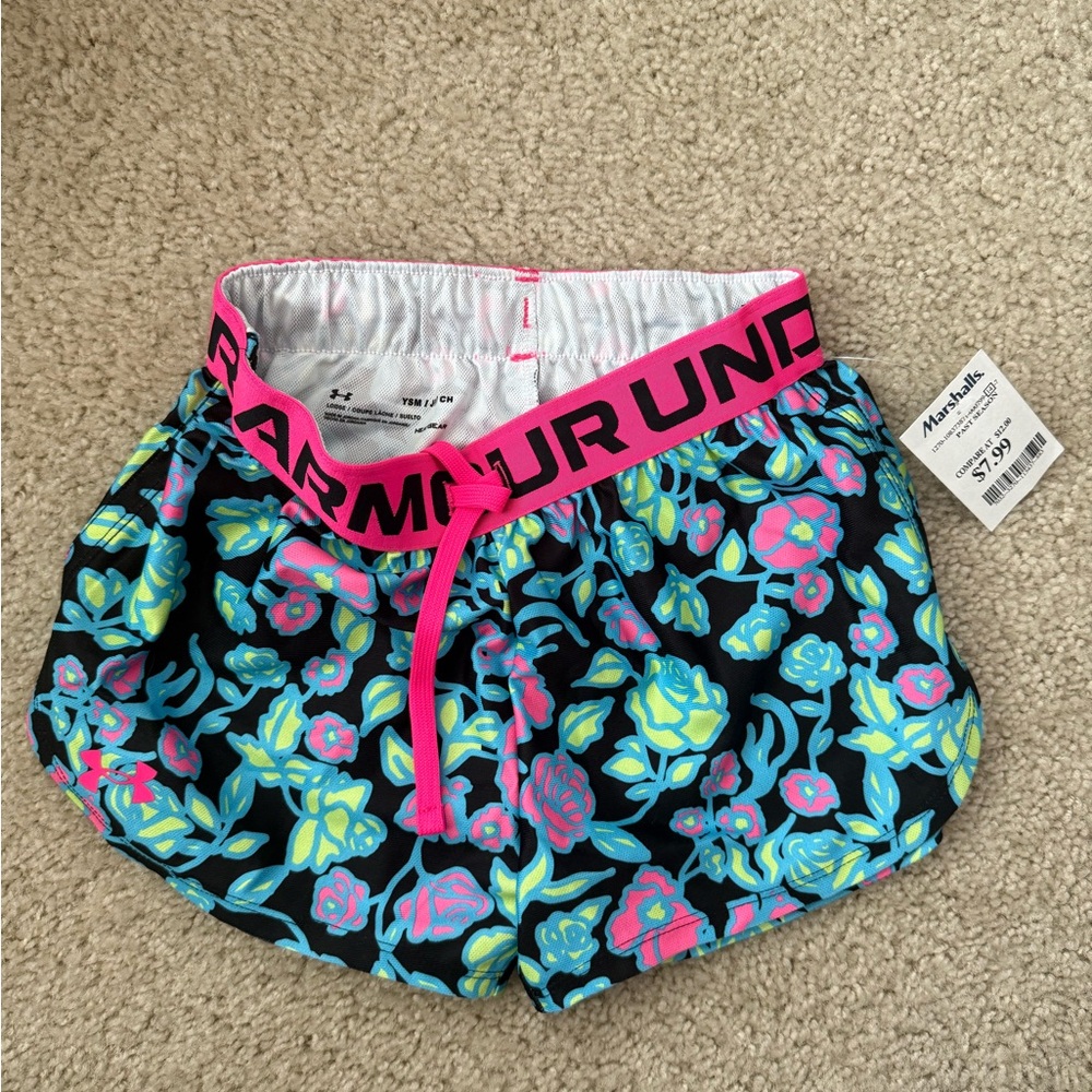 Under Armour Kids Floral Shorts - Black and Pink